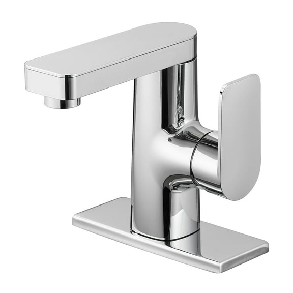 Single Handle Single Hole Bathroom Faucet Deckplate and Drain Kit Included in Chrome