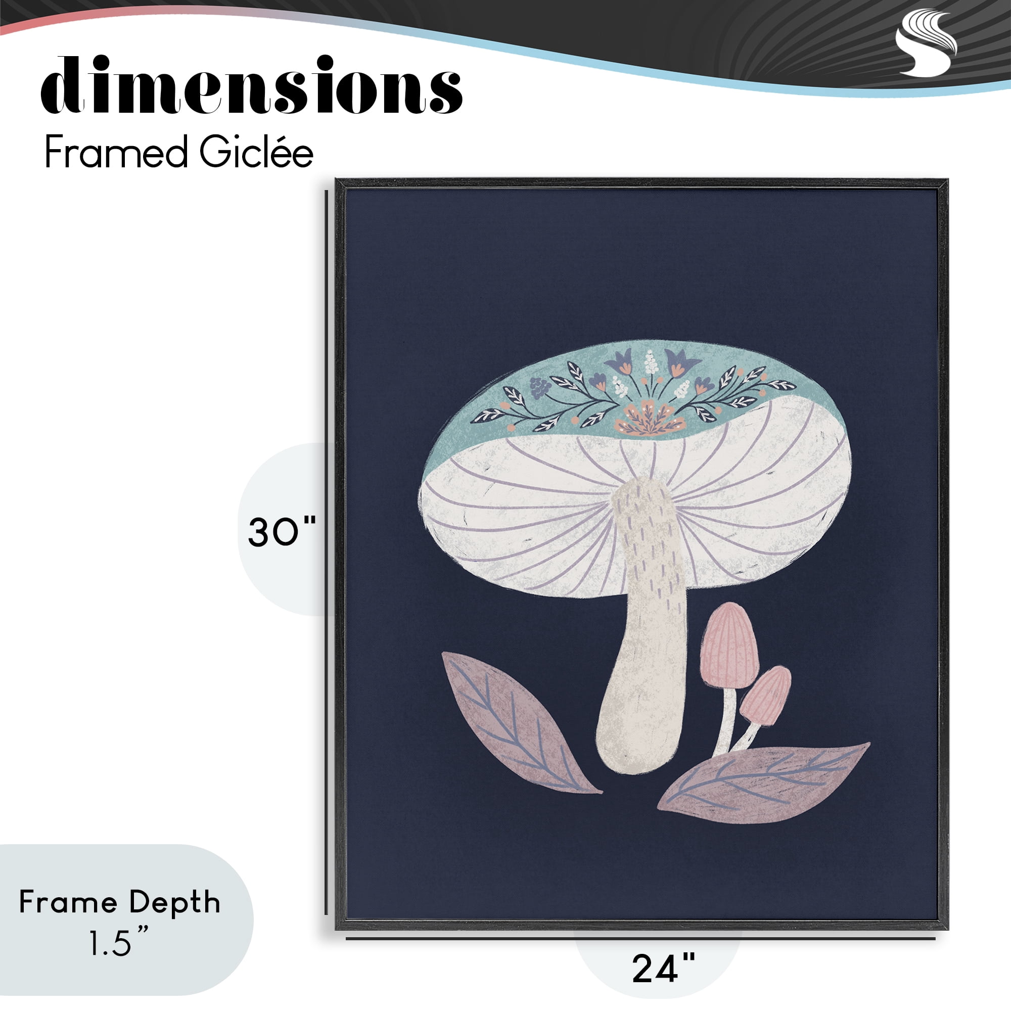 Stupell Industries Floral Cottage Mushroom Black Framed Giclee Art, design by Metka Hiti