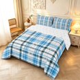 thumbnail image 2 of Manfei Modern Checkered King Size Comforter Sets,Geometric Check Comforters King Size,Blue White,Reversible,3pcs,1 Comforter and 2 Pillowcases,3pcs,1 Comforter and 2 Pillowcases, 2 of 7