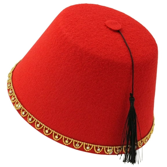 Bead Trim Fez Caps Ottoman Tarboosh Hat Moroccan Hat for Various Culture Event