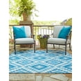 thumbnail image 4 of Unique Loom Outdoor Southwestern Collection Area Rug - Fethiye (6' Square Blue/Ivory), 4 of 8