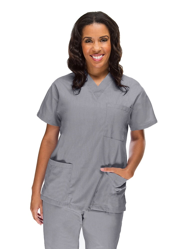 Allheart Basics by allheart Women's VNeck 3 Pocket Solid Scrub Top