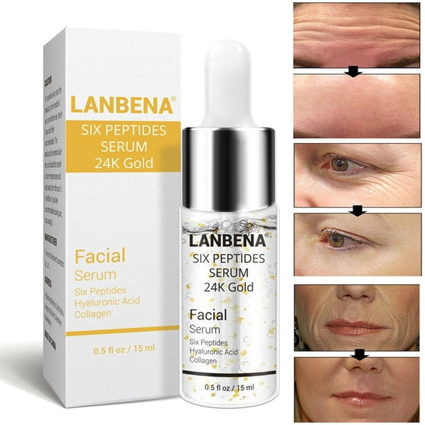 24K Gold Six Peptides Serum Anti Wrinkle Collagen Hyaluronic Acid Skin