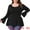 Black, variant on DARING DIVA Women's Plus Tops Crew Neck Bell High Low Hem Blouses 3X Black