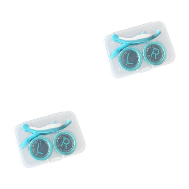 Billuyoard Estuche para lentes de contacto Izquierda Derecha Lentes para ojos Organizador Titular Caja Fiesta al aire libre Contenedor Herramientas Azul 2piezas Billuyoard CBP192601