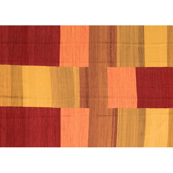 Ahgly Company Indoor Rectangle Abstract Orange Contemporary Area Rugs, 5' x 8'
