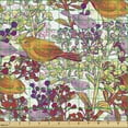 thumbnail image 2 of Ambesonne Birds and Nature Fabric by the Yard Upholstery, Art Floral Scene, 5 Yards, Burnt Sienna Dark Pink, 2 of 5