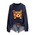 thumbnail image 4 of Sweaters for Women Trendy Crew Neck Long Sleeve Sweater Cute Animal Graphic Knit Pullover for Daily, 4 of 4