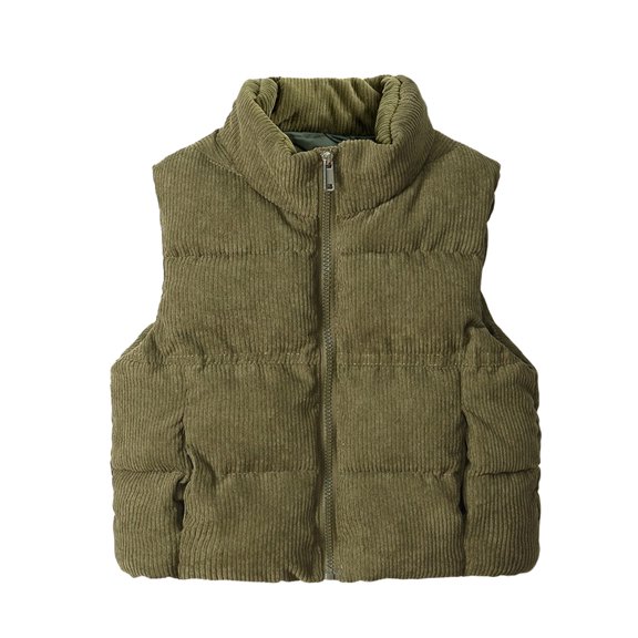 Tiijoy Girls Corduroy Padded Vest Full Zip Sleeveless Jacket Outerwear, Sizes 2-10