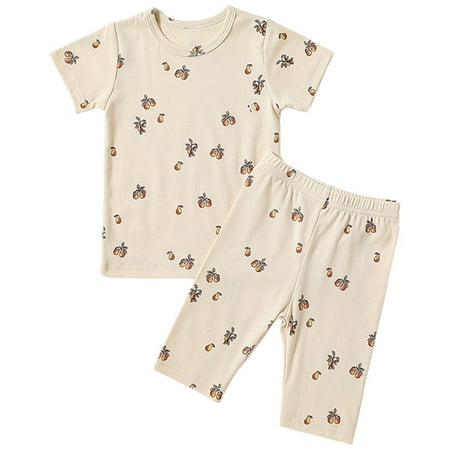 

Xiulive Summer New Children S Pajamas Pure Cotton Skin Friendly Middle And Young Children S Top Baby Clogs Household Clothing Set Kids Classic Fit Matching sets