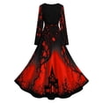 thumbnail image 6 of 2026 Women Halloween Witch Printed Maxi Dress V Neck Long Sleeve Gothic Flowy Long Dress for Halloween Themed Party, 6 of 6