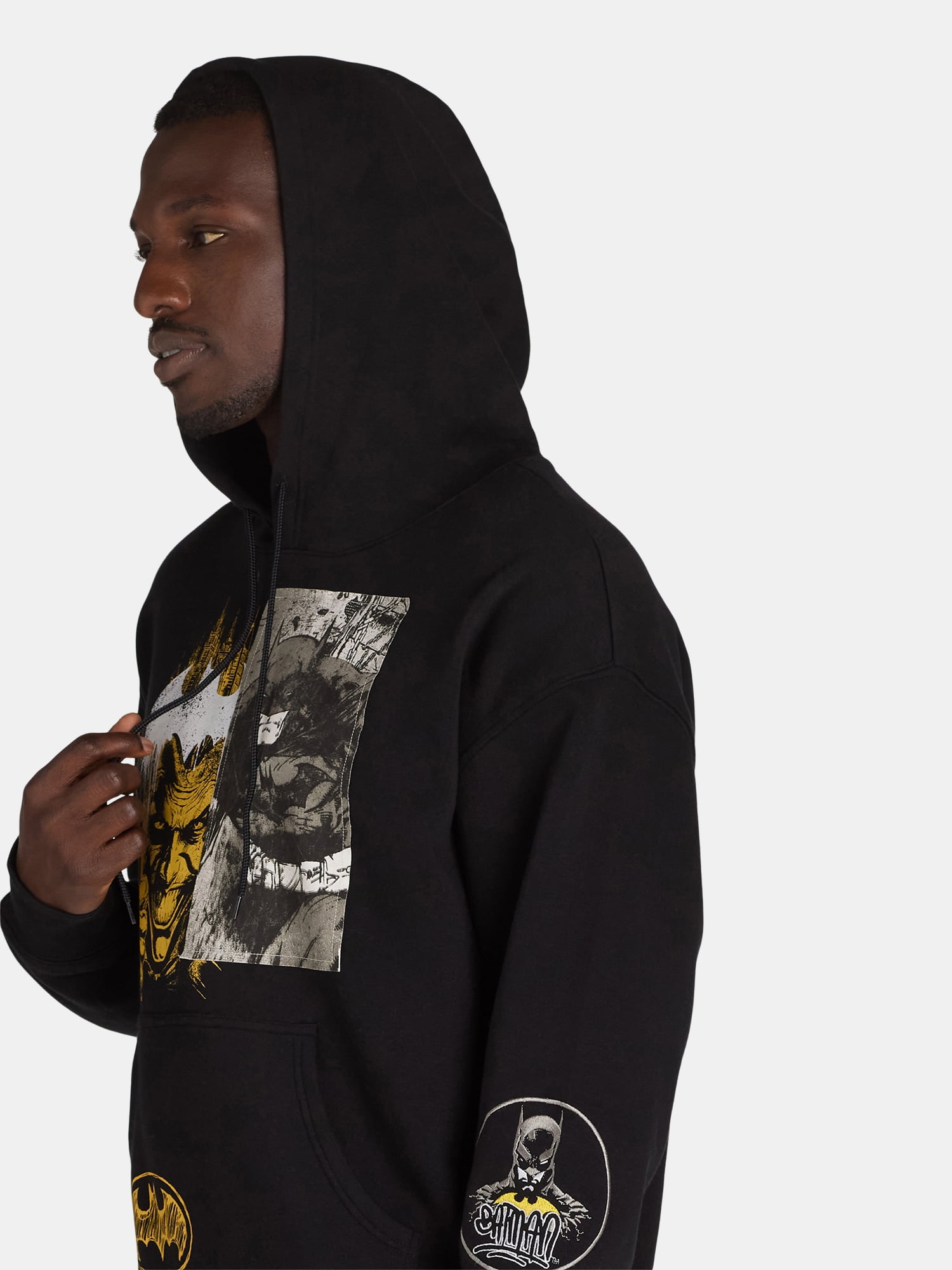 The Joker and Batman DC Men's and Big Men’s Patch Graphic Hoodie Sweatshirt, Sizes S-3XL