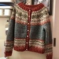 thumbnail image 2 of Nanahuang Women's Fair Isle Button Down Cardigan Sweater Long Sleeve Crewneck Ethnic Jacquard Knitting Sweater, 2 of 3