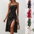 thumbnail image 3 of Yokua Sleeveless Square Neck Dress Print Side Slit Open Back Dress Show Your Charm, 3 of 16