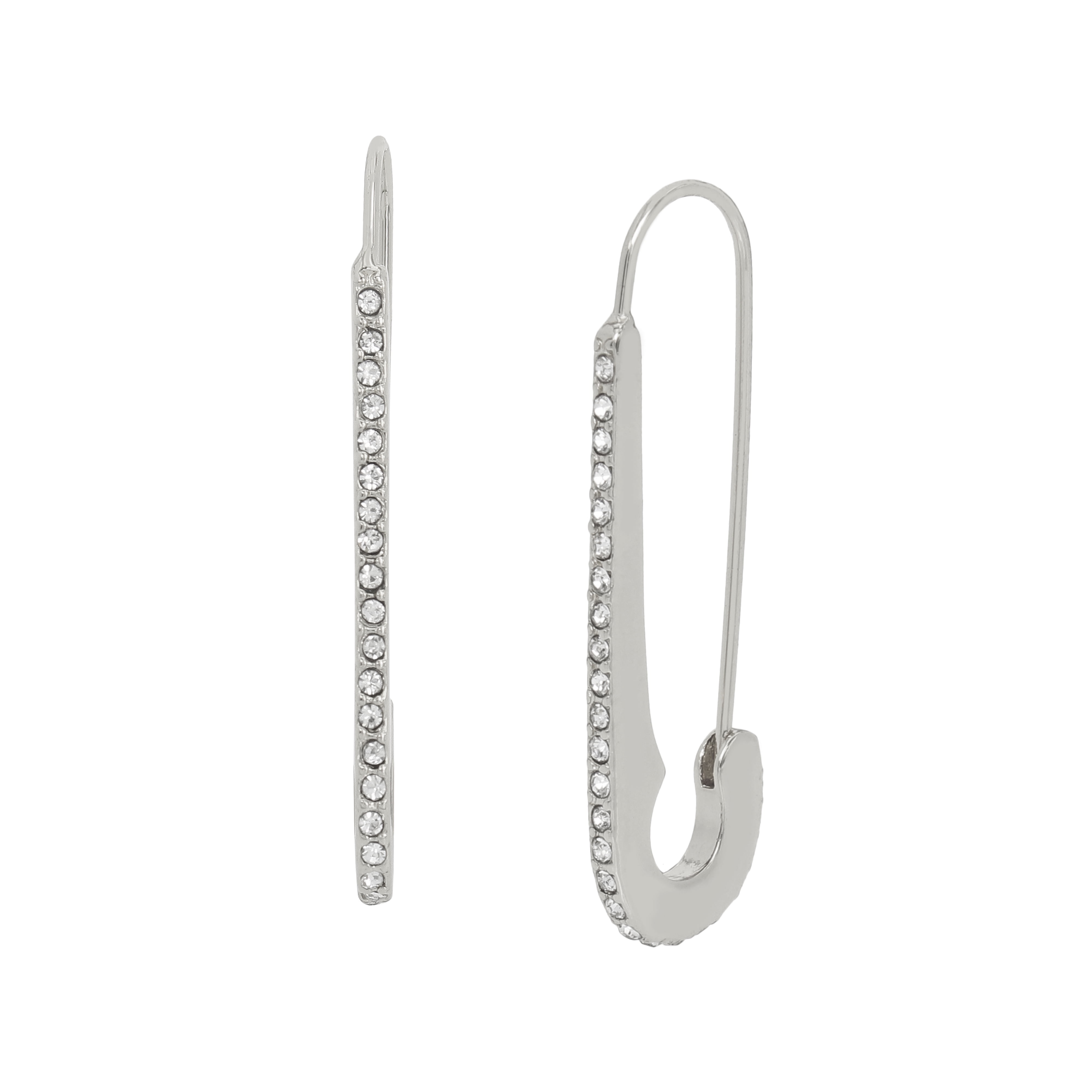 Madden NYC Women's Fashion Rhodium Safety Pin Hoop Earrings