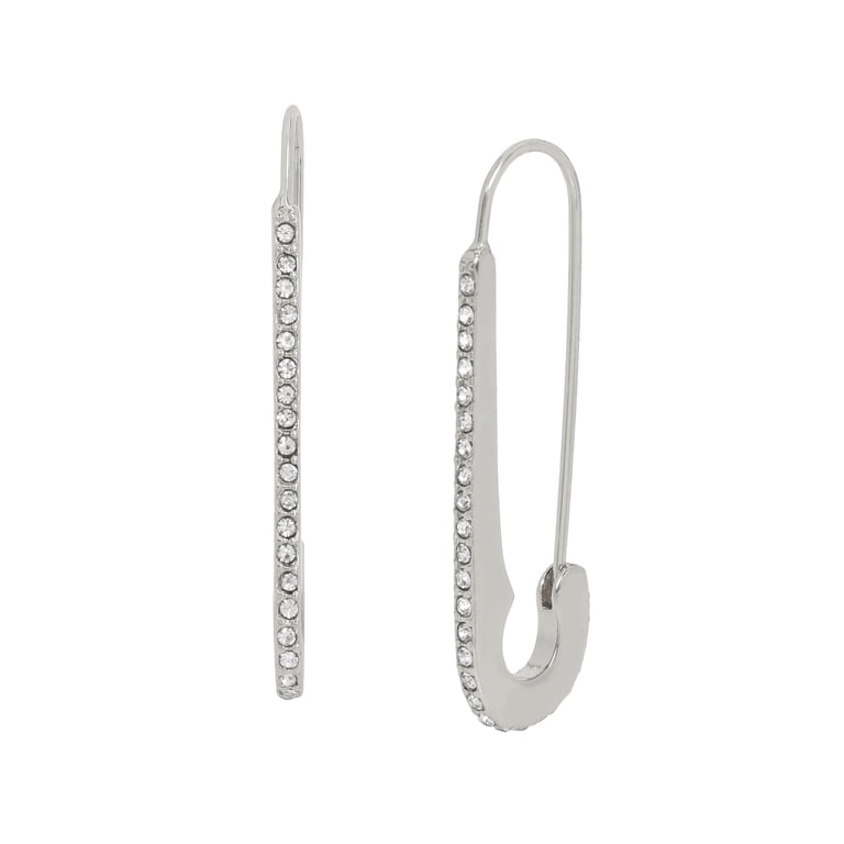 Madden NYC Rhodium Safety Pin Hoop Earrings photo 4