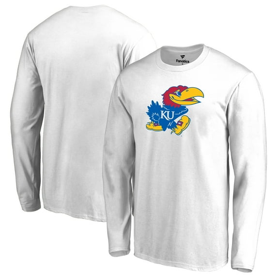 Men's White Kansas Jayhawks Primary Logo Long Sleeve T-Shirt