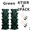 thumbnail image 4 of 6 Tier Vertical Garden Stackable Planters Strawberry, Herb, Flower, Vegetable Planter Indoor Outdoor Pots with Wheels - Green,2 Sets, 4 of 11