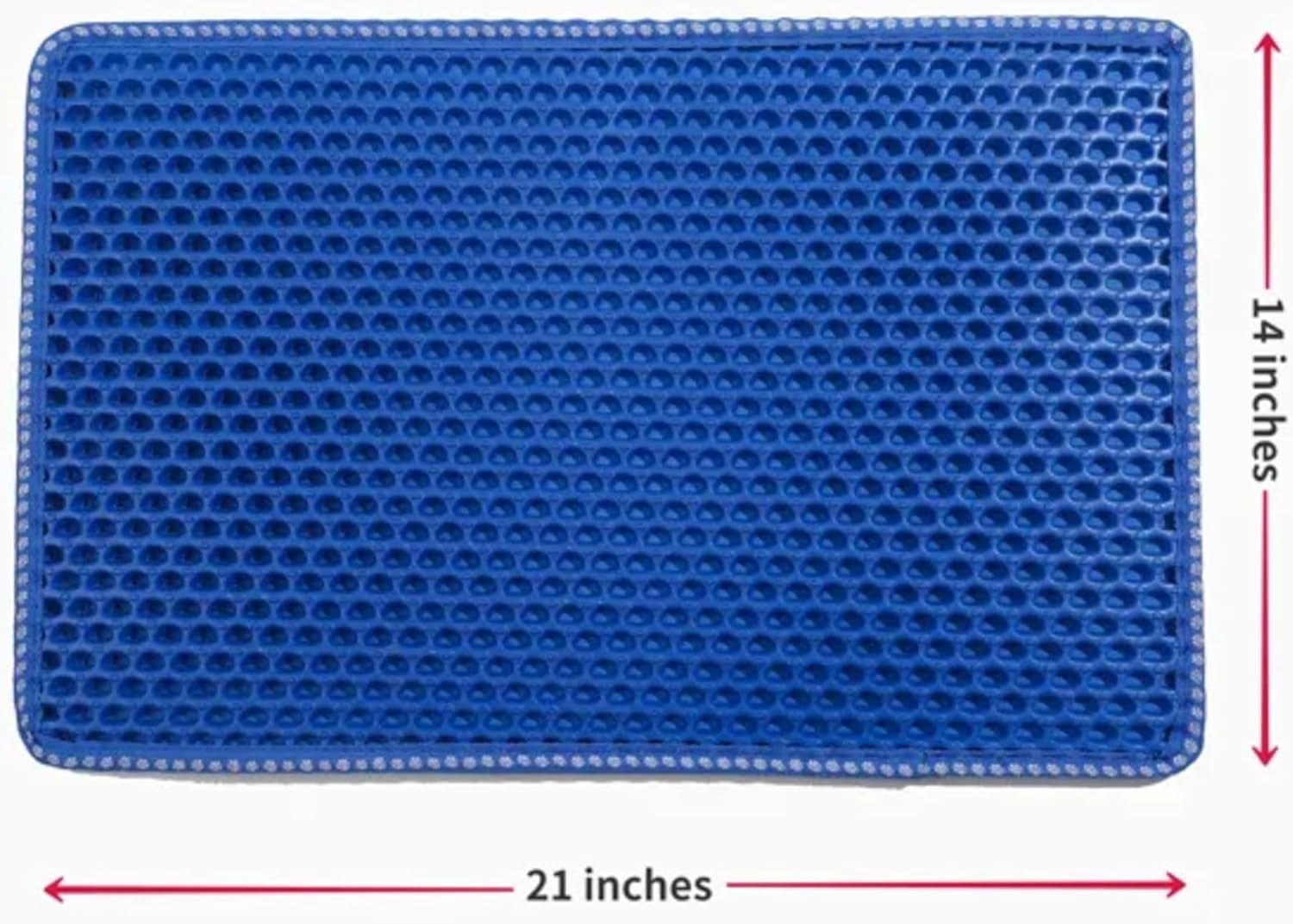 PUPIX Cat Litter Mat Double Layer Kitty Litter Trapping Mat Waterproof Urine Proof Easy Clean Scatter Control EVA Cat Mat with MiLi Shape Scratching Design 21 x 14 Inch (Blue)