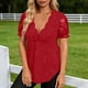 thumbnail image 5 of TaTaai Fashion Solid Color Women T Shirt Glitter Shimmer Wave V Neck Short Sleeve Loose Fit Soft Shiny Breathable Daily Casual Street Wear Blouse Gift, 5 of 9
