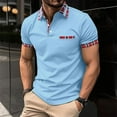 thumbnail image 2 of Caqnni Vintage Men's Polo Shirts Soft Cotton Shirts with a Classic Casual Collar (Blue,M), 2 of 8