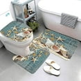 thumbnail image 4 of 4 Piece Beach Starfish Conch Shower Curtains Sets with Non-Slip Rugs, Toilet Lid Cover and Bath Mat, Bathroom Sets with Shower Curtain and Rugs and Accessories, 4 of 6