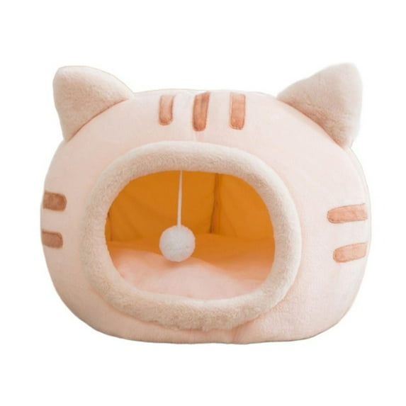 Warm Semi-Enclosed For Small Cats Dogs Pet Supplies Cat Shape Pet Nest Cat Bed Dog Kennel Sleeping Bed Cat House PINK M