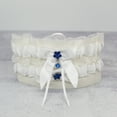thumbnail image 4 of White Wedding Garter Set with Something Blue Flower Charm - Plus, 4 of 7