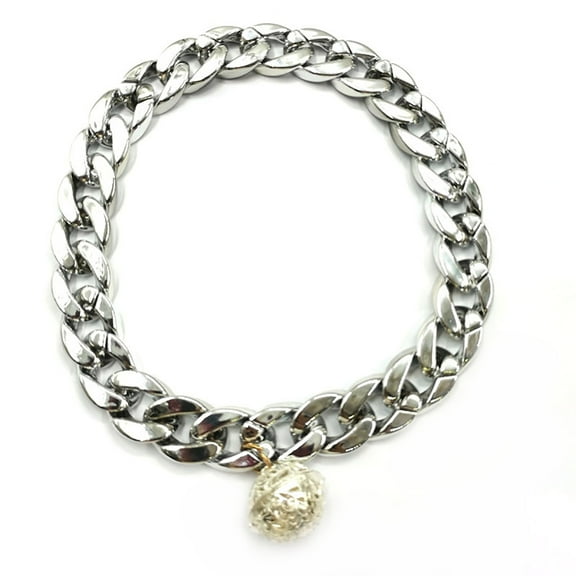 CSCHome Cat Collar with Bell Metal Cuban Chain Anti-Chewing Gold Chain Jewelry 11.8inch 19.7inch