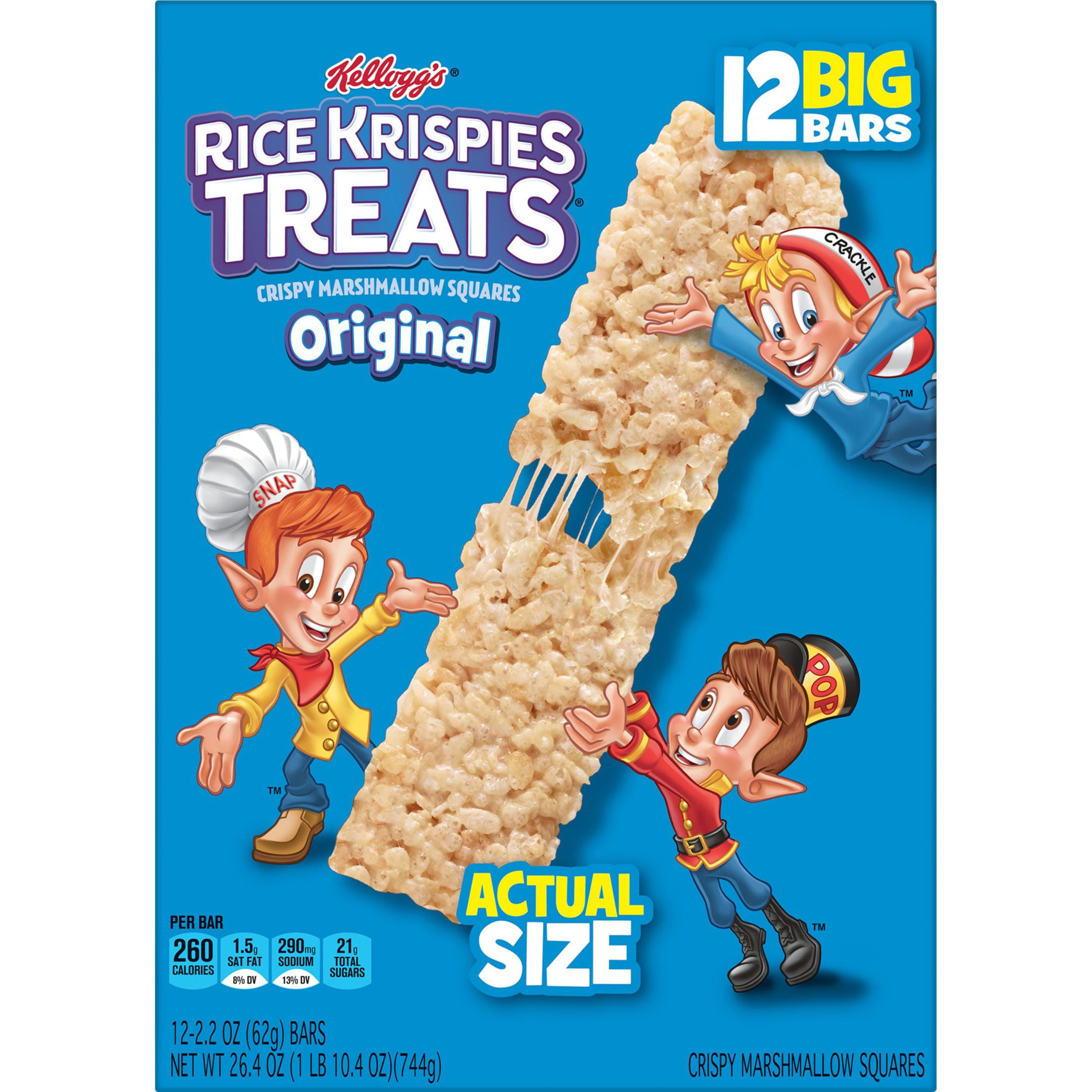 Rice Krispies Treats Original Chewy Large Marshmallow Snack Bars, 26.4 ...