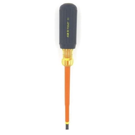 Ideal Insulatd Screwdriver,Slotted,1/4x5",Rnd 35-9147