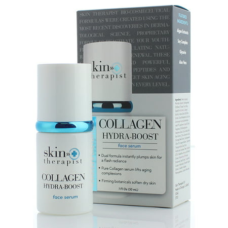 Skin Therapist 55+ Collagen Face Serum for Wrinkles, Uneven skin tone, Fine Lines.  Anti-aging serum with Collagen, Aloe Vera, Glycerin.  Paraben-free. 1oz (30