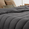 thumbnail image 3 of 1 Piece Luxury Long Box Pattern Comforter By D.N.G. BEDDINGS Premium Super Soft, All Season, 800 Thread Count, 100% Egyptian Cotton, King/California King Size Dark Grey Color, 3 of 5