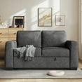 thumbnail image 4 of CHITOOMA 60'' Linen Pull Out Sofa Bed Convertible Sleeper Couch with Charging Port, Upholstered Sectional Sofa with 2 Pillows, Reclining Sofas for Living Room, Gray, 4 of 11