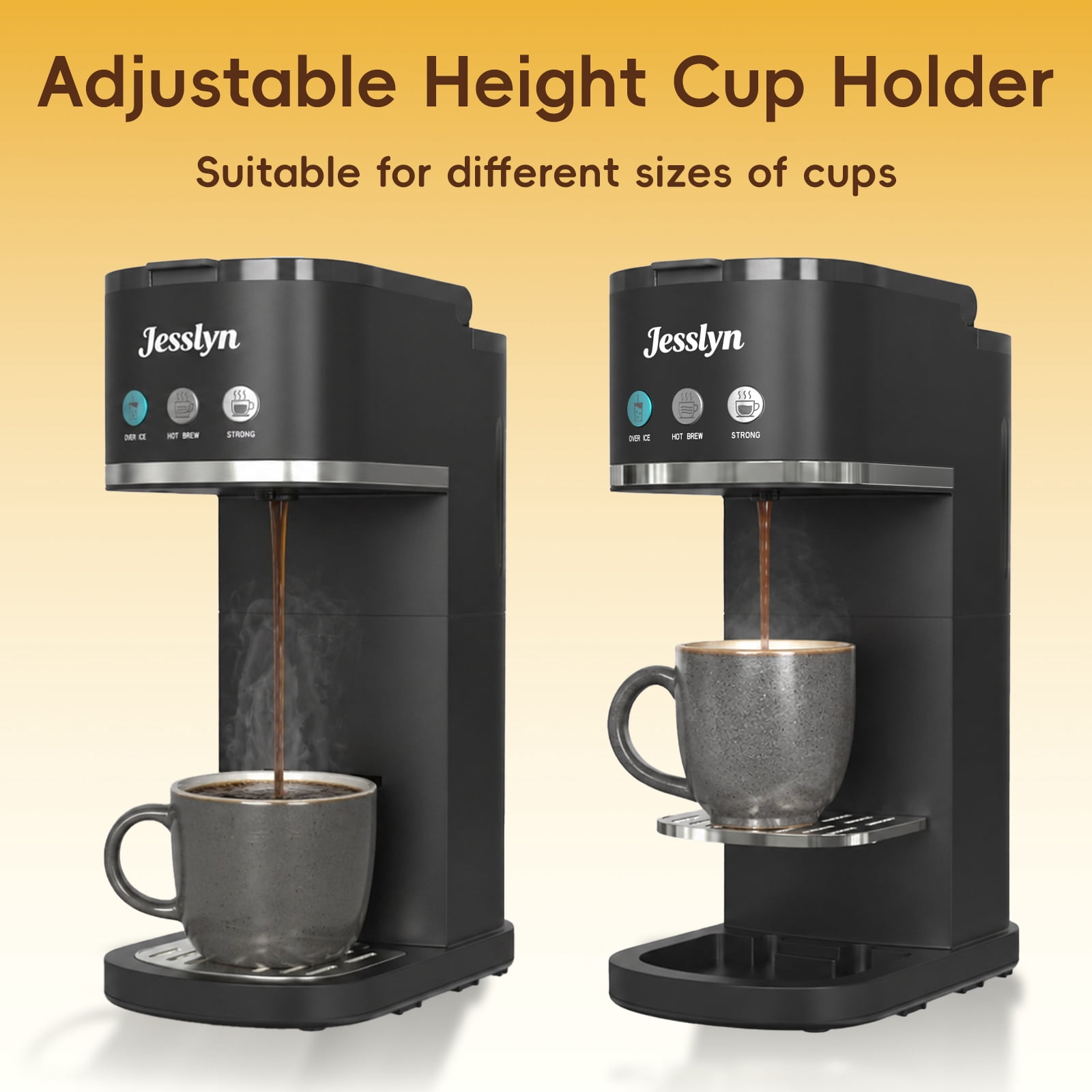 Jesslyn Single Serve Coffee Maker: Coffee Machine Compatible with K Cup Capsules & Grounds, Black