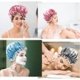 thumbnail image 2 of Gorros de Baño 3 Paquetes, Gorros de baño impermeable satinado para mujer, Gorra de Bano Mujer Reutilizable para Bañarse y Dormir Cabello Rizado, 2 of 4