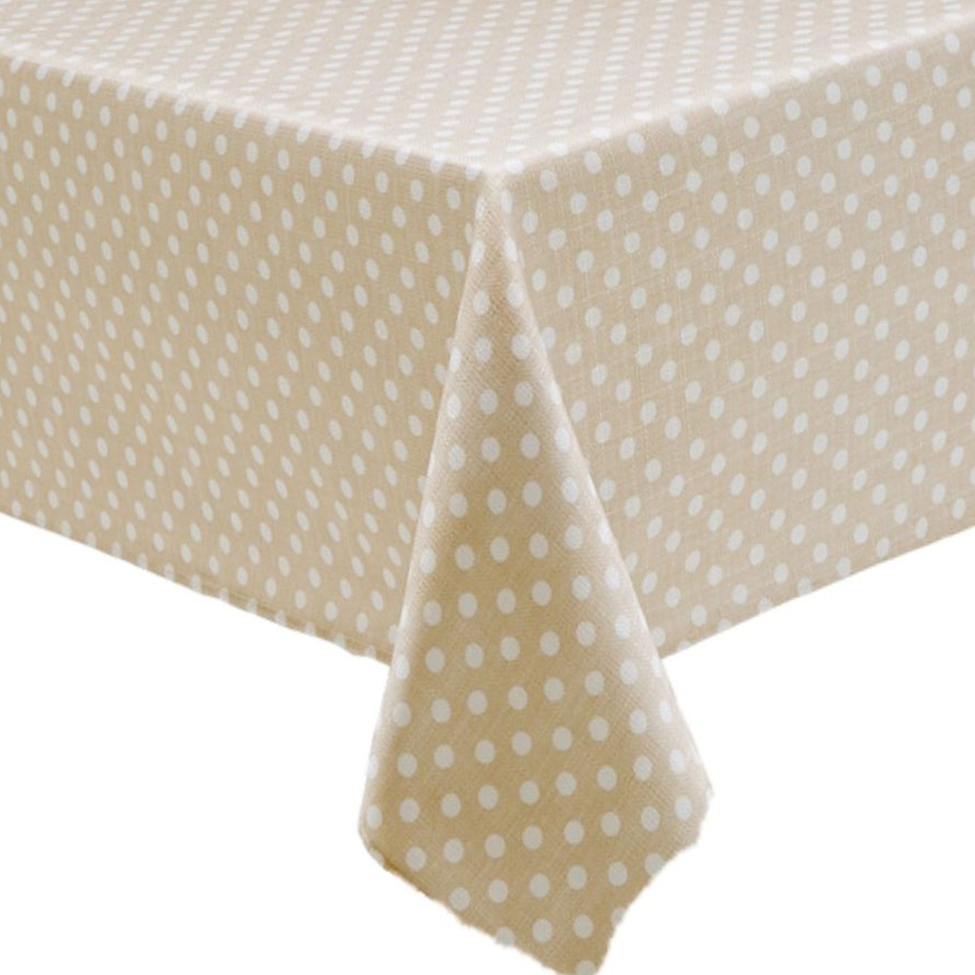 Celebrate Together Tan & White Polka Dot Tablecloth, Fabric Table Cloth