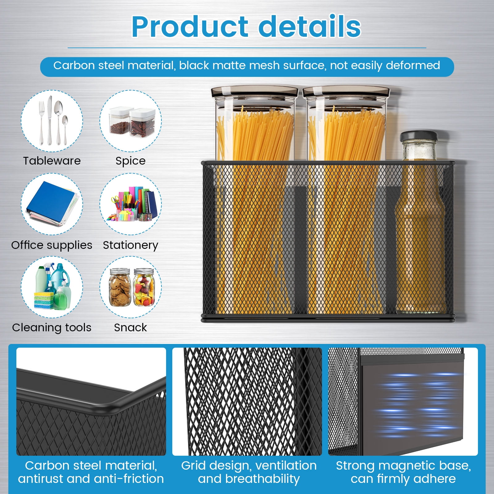 Magnetic Shelf Basket Container Organizer Holder Storage Rack Container for Fridge Whiteboard Washing Machine Home Kitchen Laundry Office School 1 Pack