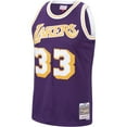 thumbnail image 2 of Men's Mitchell & Ness Kareem Abdul-Jabbar Purple Los Angeles Lakers Hardwood Classics Swingman Jersey, 2 of 3