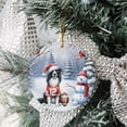 thumbnail image 3 of Hello Winter Border Collie Football Snowman Welcome Snowy Morning Ceramic Round Ornament Borders Dog Lovers Gifts Idea Home Tree Decor - 01012, 3 of 5