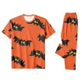 thumbnail image 5 of Halloween Family Pajamas Matching Set - Soft 2 Piece Long Sleeve Top & Pants Sleepwear, Halloween Bat Print Short Sleeve Sleepwear for Family for 4 Years Pjs, 5 of 6