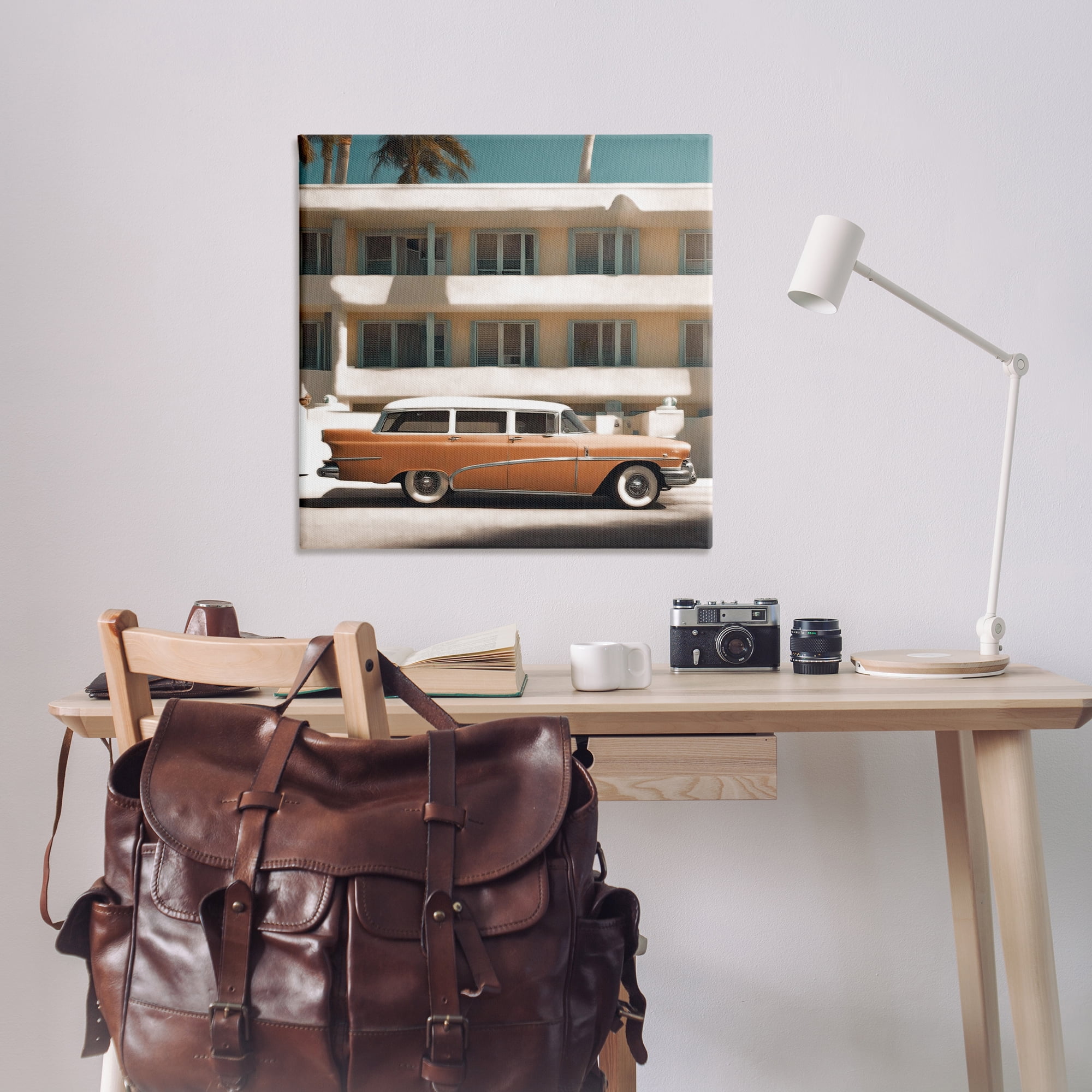 Stupell Industries Antique Car in Miami Transportation Painting Wrapped Canvas Art Print Wall Art, 36 x 36