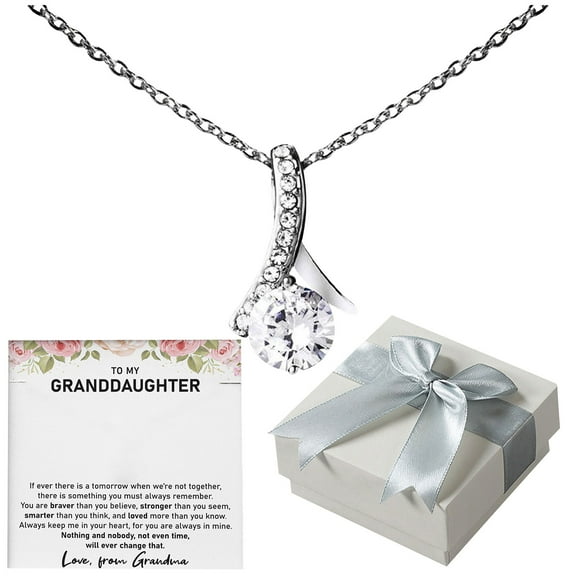 Dengmore To My Granddaughter Necklace Female Clavicle Chain Four-leaf Jewelry Pendant Eternal Heart Crystal Jewelry
