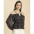 thumbnail image 3 of Moomaya Long Sleeves Off Shoulder Printed Top - Women's Stylish Peplum Top, 3 of 9