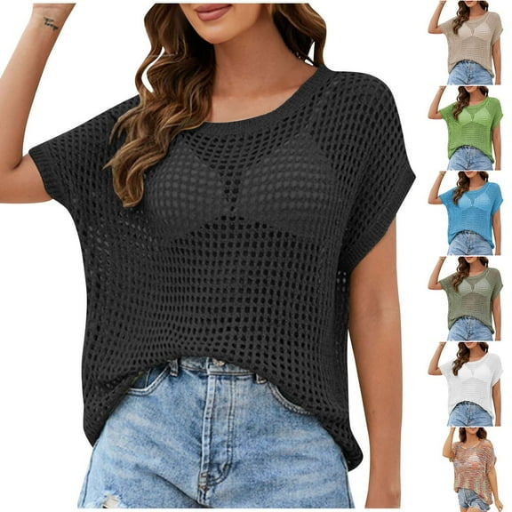 Sentmoon Womens Loose Fit Shirts Crew Neck Short Sleeve Tops Active Casual Basic Oversized Womens Tops Clothing 2025 Up to 40% Off