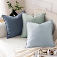 thumbnail image 4 of Decorative Linen Pillow Covers 18x18 Inch Blue Ashes Boho Farmhouse Neutral Couch Throw Pillows for Bed Pack of 2 Accent Modern Pillowcase Sofa Livingroom Home Decor, 4 of 7