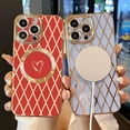 thumbnail image 5 of Compatible with Magsafe iPhone 14 Pro Max Phone Case for Women Cute, Luxury Rhombus Love Heart Soft Case,Lens Raised Edge Protection Magnetic case for iPhone 14 Pro max（6.7"）-Light Blue, 5 of 10