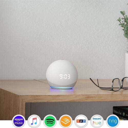 Assistant vocal  Echo Dot 5 avec Horloge Blanc