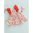 thumbnail image 3 of Franhais Baby Girl Summer Cotton Dress Cute Strawberry Print Sleeveless Ruffles A-line Fit Sweet Dress with Bag, 3 of 9
