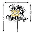 thumbnail image 2 of Adorno para tartas Leetaivie, acrílico, feliz 22 cumpleaños, oro negro, 2 of 7